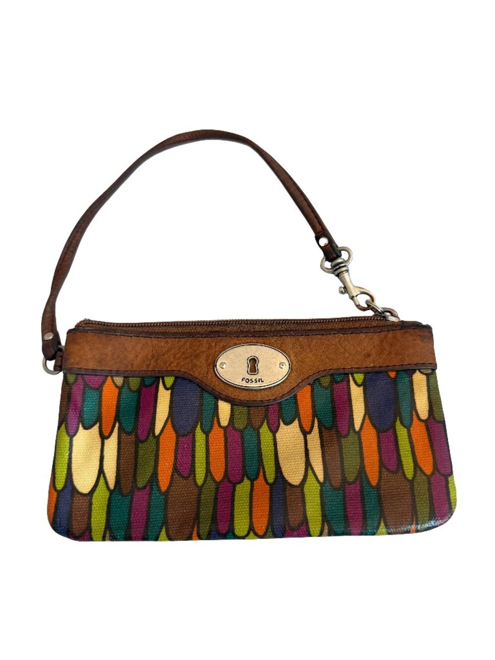 Fossil Multicolor Feather-Print Mini Wristlet